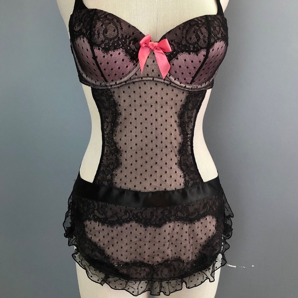 80s Backless Sheer Victoria's Secret Sexy Little Things / Polka Dot Li… - Picture 2 of 5